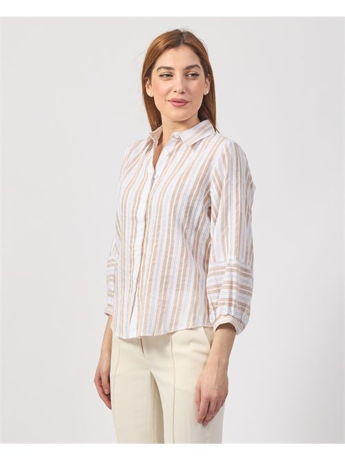 Chemise rayée à manches 3/4 de Silvian Heach SILVIAN HEACH | GPP25255CABEIGE SAND